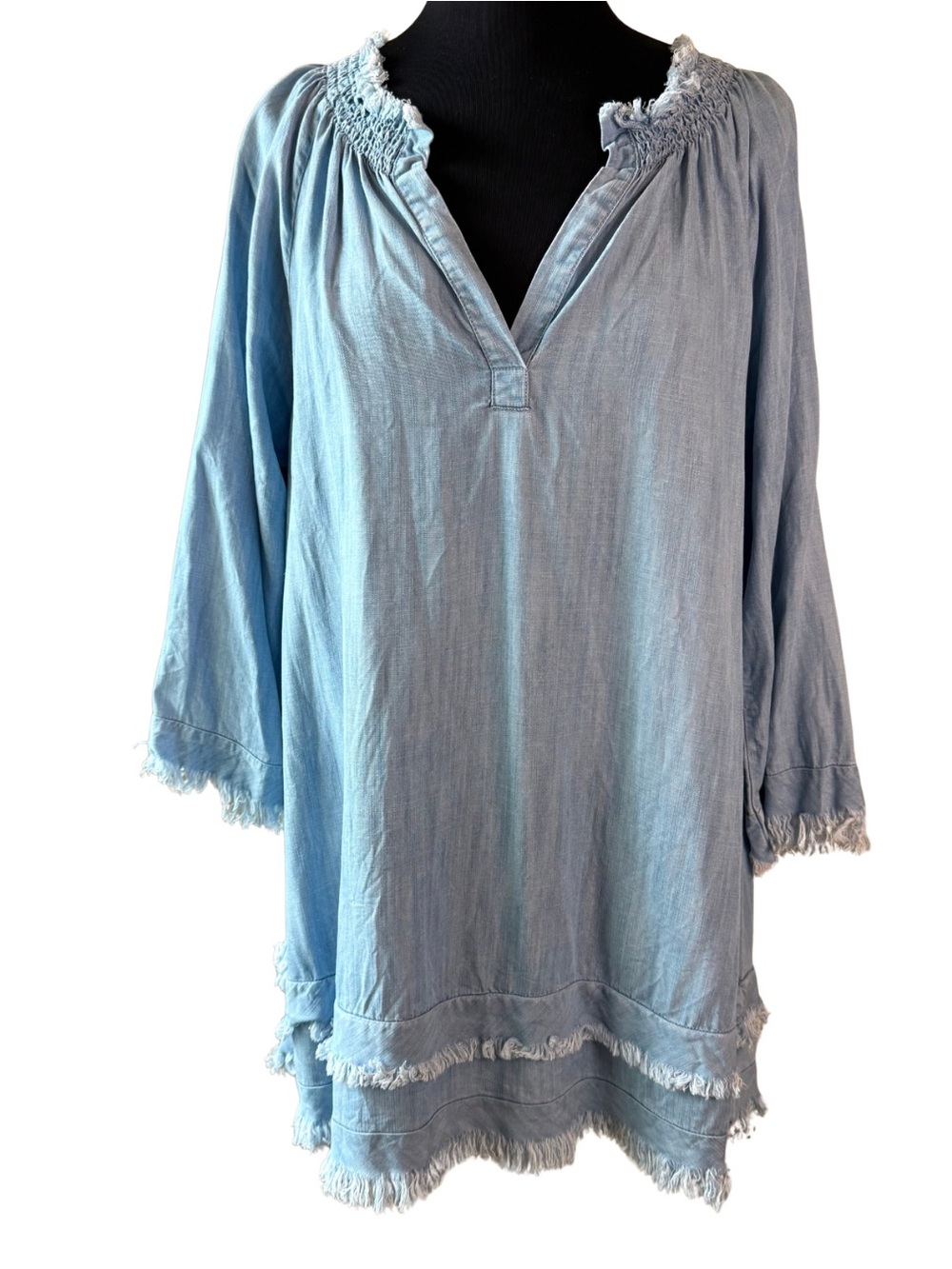 APNY Tencel Chambray Dress Size Large Blue